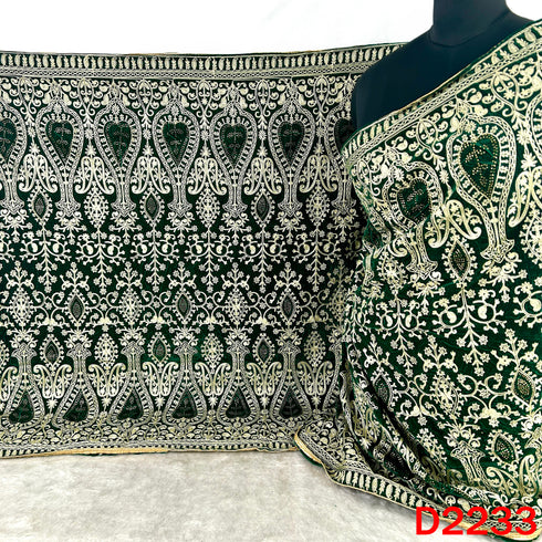 Thread Embroidered Stone Work Velvet Dupatta - D2233