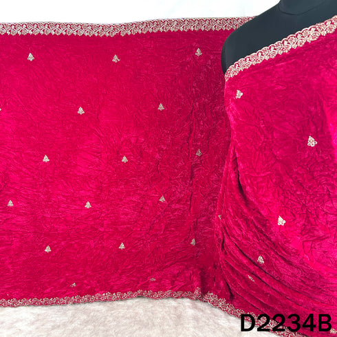 Zari Embroidered Stone Work Crush Velvet Dupatta - D2234