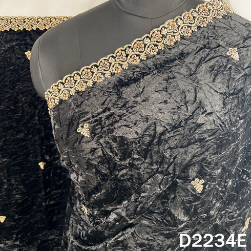 Zari Embroidered Stone Work Crush Velvet Dupatta - D2234