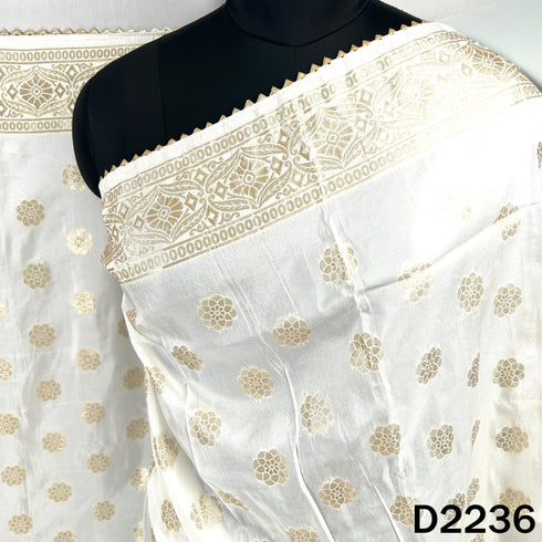 Dyeable Zari work Dola Silk Dupatta-D2236
