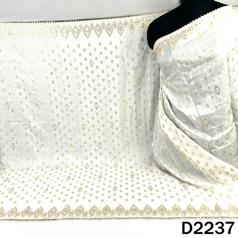 Dyeable Zari work Dola Silk Dupatta-D2237