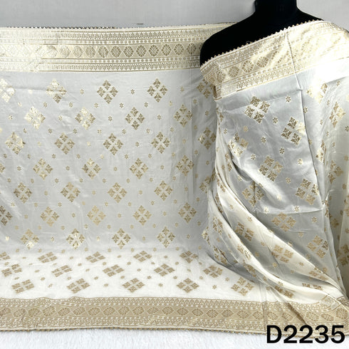 Dyeable Zari work Dola Silk Dupatta-D2235