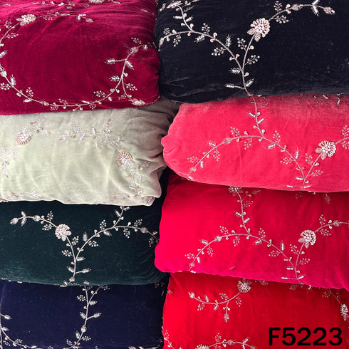 Cut Dana Zari Sequins Embroidered Velvet Fabric - F5223