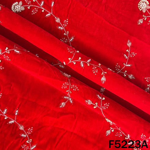 Cut Dana Zari Sequins Embroidered Velvet Fabric - F5223