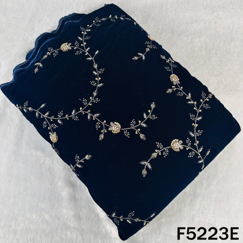 Cut Dana Zari Sequins Embroidered Velvet Fabric - F5223