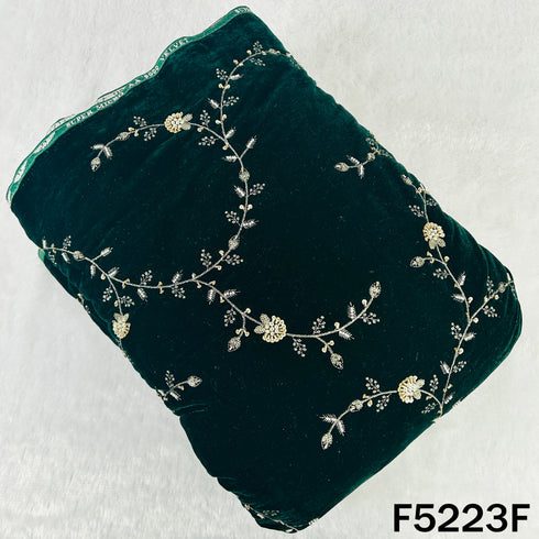 Cut Dana Zari Sequins Embroidered Velvet Fabric - F5223
