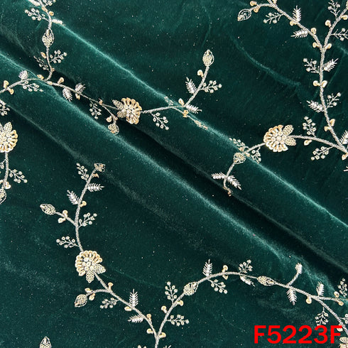 Cut Dana Zari Sequins Embroidered Velvet Fabric - F5223