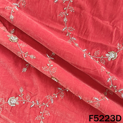 Cut Dana Zari Sequins Embroidered Velvet Fabric - F5223