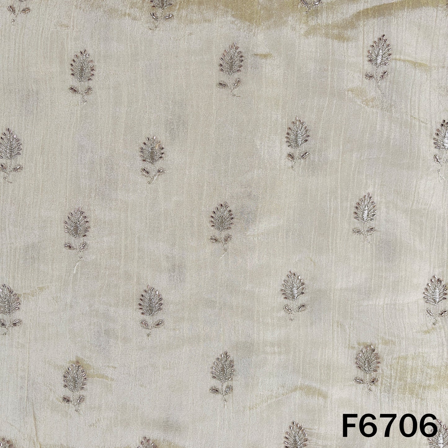 Dyeable Cut Dana Zari Embroidered Shimmer Crush Tissue Fabric - F6706