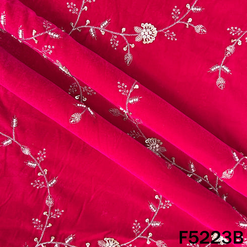 Cut Dana Zari Sequins Embroidered Velvet Fabric - F5223