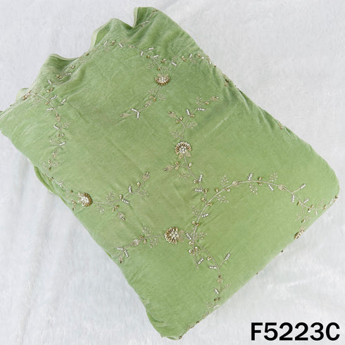 Cut Dana Zari Sequins Embroidered Velvet Fabric - F5223