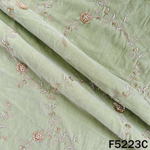 Cut Dana Zari Sequins Embroidered Velvet Fabric - F5223
