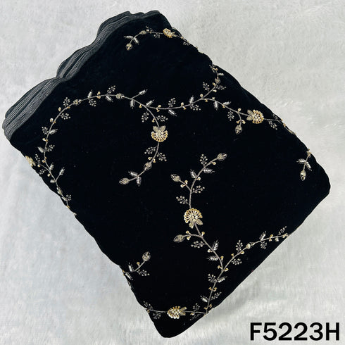 Cut Dana Zari Sequins Embroidered Velvet Fabric - F5223