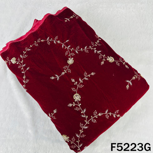 Cut Dana Zari Sequins Embroidered Velvet Fabric - F5223