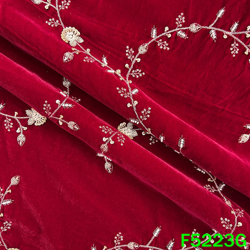 Cut Dana Zari Sequins Embroidered Velvet Fabric - F5223