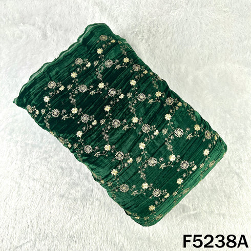 Zari Sequins Embroidered Wrinkled Velvet Fabric - F5238