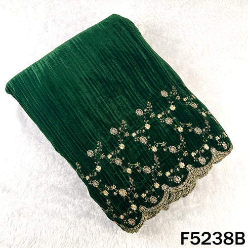 Zari Sequins Embroidered Wrinkled Velvet Fabric - F5238