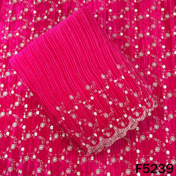 Zari Sequins Embroidered Wrinkled Velvet Fabric - F5239