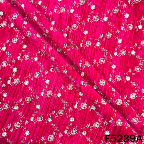 Zari Sequins Embroidered Wrinkled Velvet Fabric - F5239