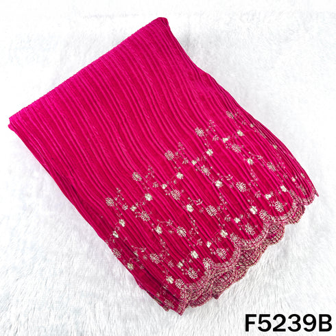 Zari Sequins Embroidered Wrinkled Velvet Fabric - F5239