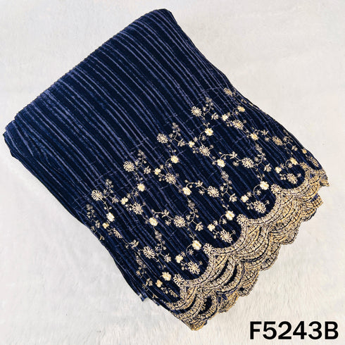 Zari Sequins Embroidered Wrinkled Velvet Fabric - F5243