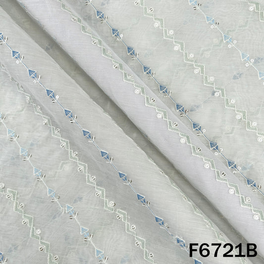Thread Sequins Embroidered Mul Chanderi Fabric - F6721