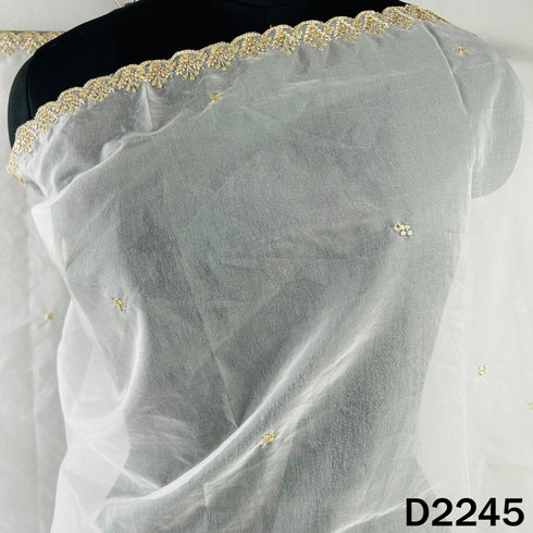 Dyeable Zari Sequins Work Organza Dupatta - D2245