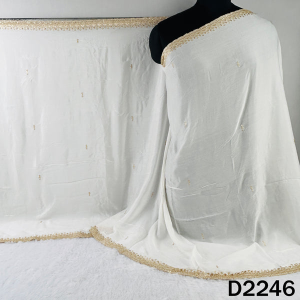 Dyeable Zari Sequins Work Chinnon Chiffon Dupatta - D2246