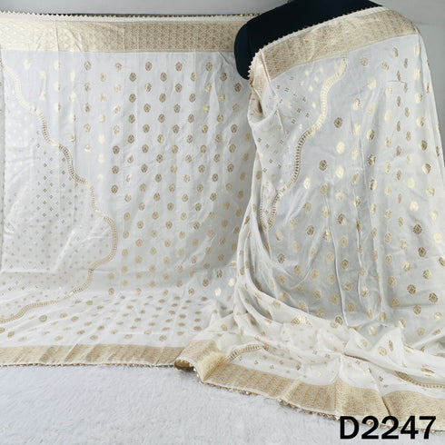 Dyeable Zari Work Dola Silk Dupatta - D2247