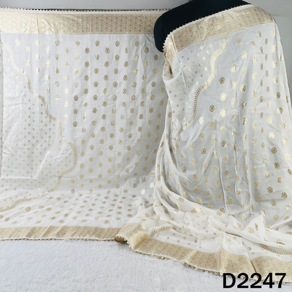Dyeable Zari Work Dola Silk Dupatta - D2247
