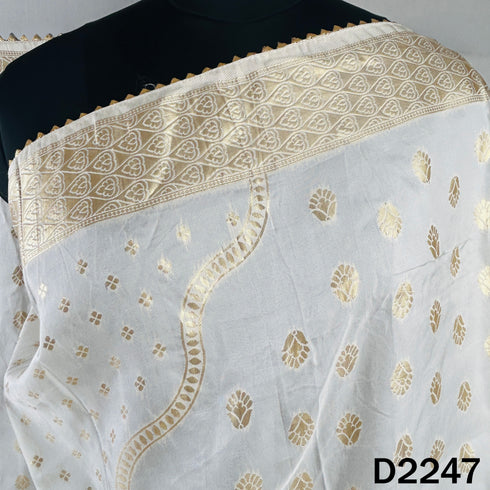 Dyeable Zari Work Dola Silk Dupatta - D2247