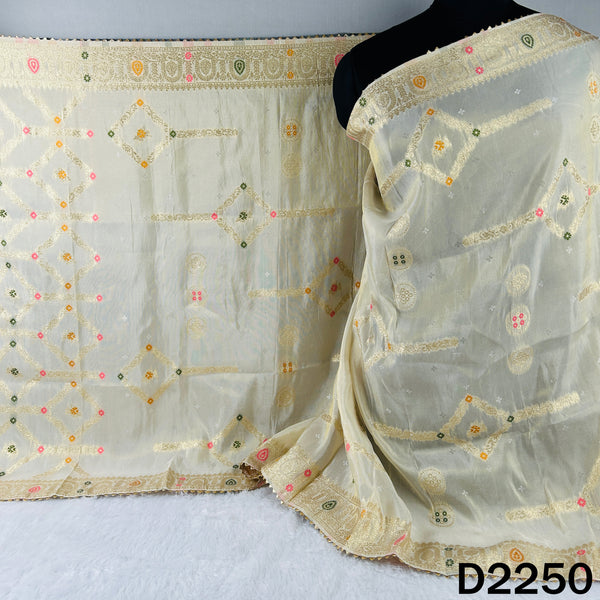 Dyeable Zari Work Shimmer Tissue Dupatta - D2250