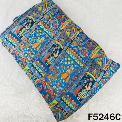 Zari Work Positional Print Jacqard Dola Silk Fabric - F5246