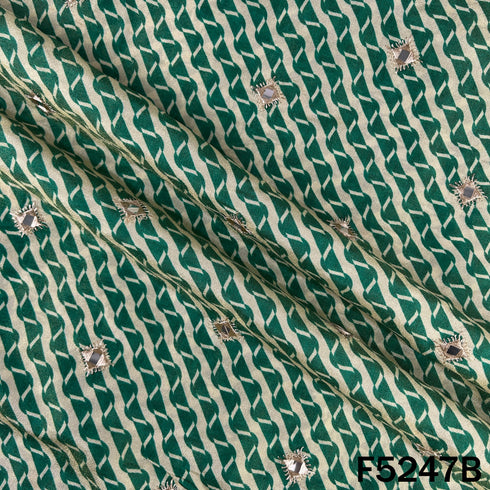 Zari Faux Mirror Work Tissue Silk Fabric - F5247