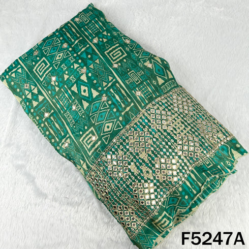 Zari Faux Mirror Work Tissue Silk Fabric - F5247