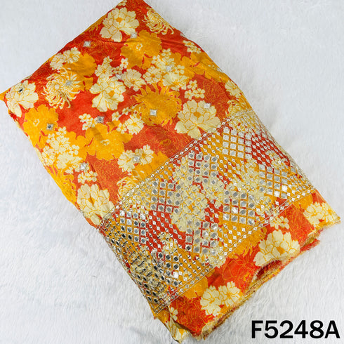 Zari Faux Mirror Work Tissue Silk Fabric - F5248