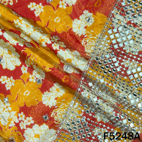 Zari Faux Mirror Work Tissue Silk Fabric - F5248