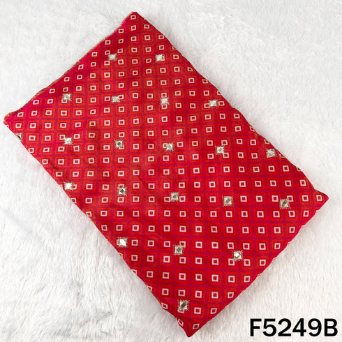 Zari Faux Mirror Work Tissue Silk Fabric - F5249