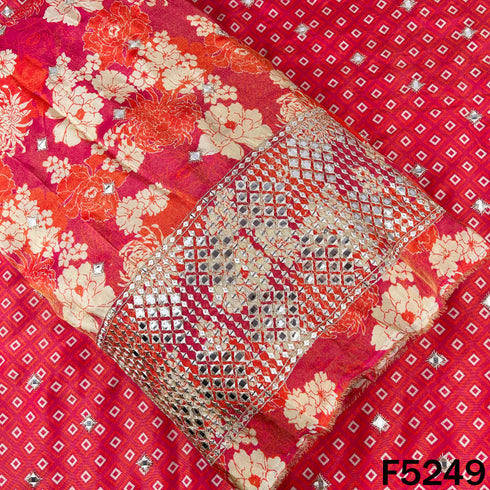 Zari Faux Mirror Work Tissue Silk Fabric - F5249