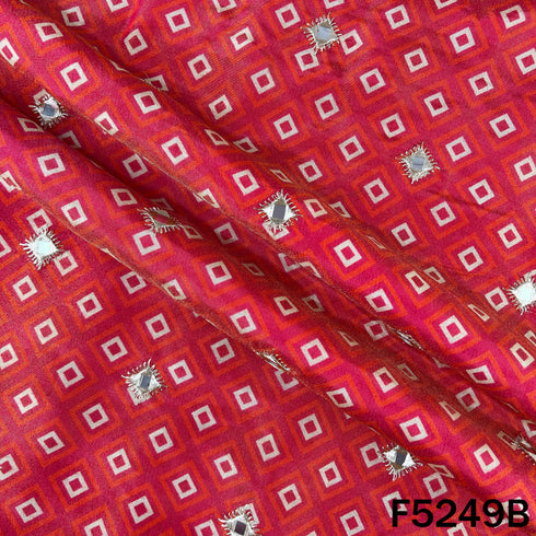 Zari Faux Mirror Work Tissue Silk Fabric - F5249