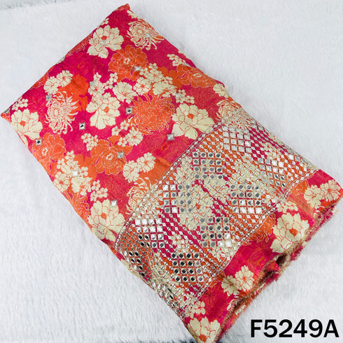 Zari Faux Mirror Work Tissue Silk Fabric - F5249
