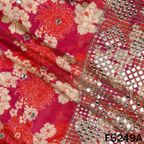 Zari Faux Mirror Work Tissue Silk Fabric - F5249