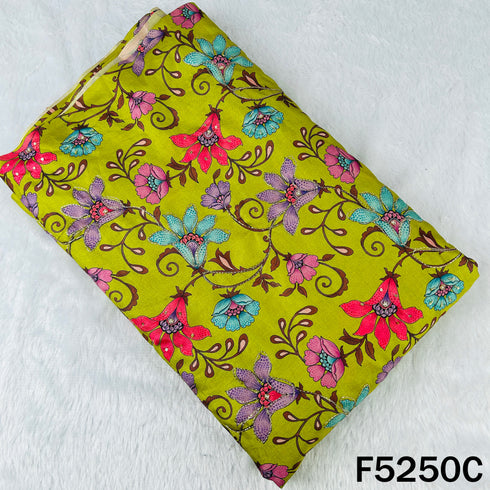 Digital Print Cut Dana Zari Sequins Moti Work Tussar Silk Fabric - F5250