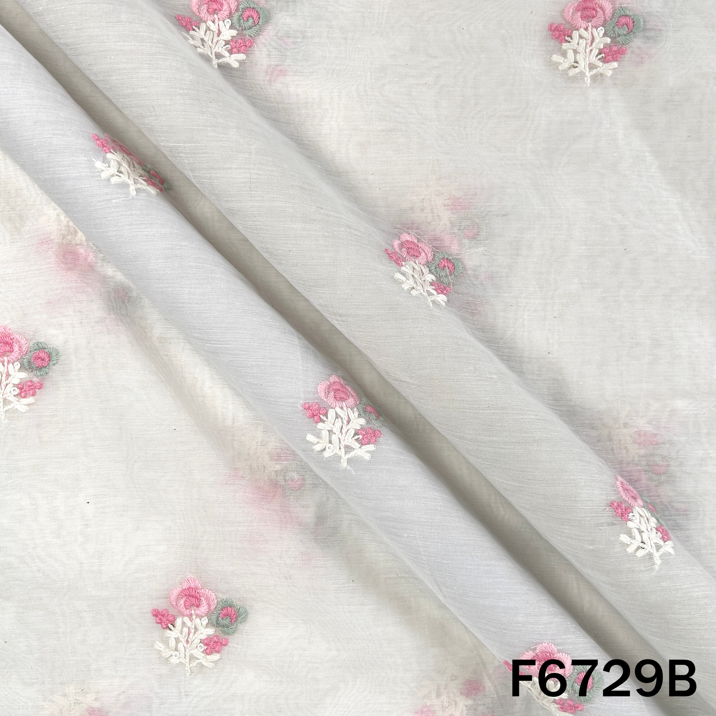 Thread Sequins Embroidered Mul Chanderi Fabric - F6729