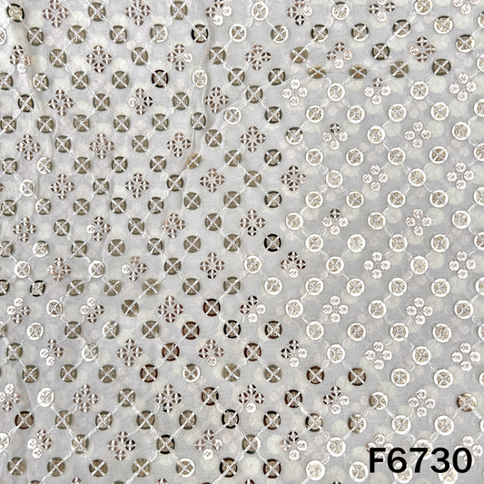 Dyeable Thread Sequins Embroidered Georgette Fabric - F6730