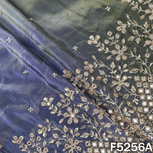 Cut Dana Zari Sequins Faux Mirror Work Shimmer Tissue Fabric - F5256