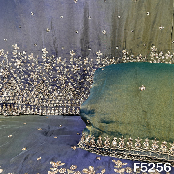 Cut Dana Zari Sequins Faux Mirror Work Shimmer Tissue Fabric - F5256