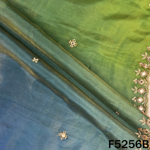 Cut Dana Zari Sequins Faux Mirror Work Shimmer Tissue Fabric - F5256