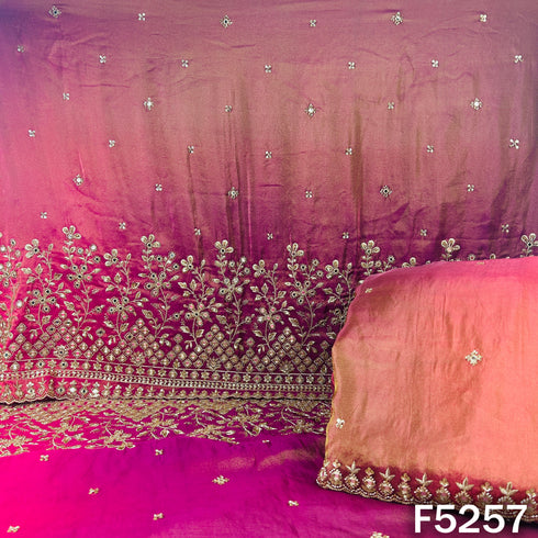 Cut Dana Zari Sequins Faux Mirror Work Shimmer Tissue Fabric - F5257