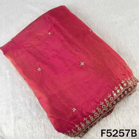 Cut Dana Zari Sequins Faux Mirror Work Shimmer Tissue Fabric - F5257